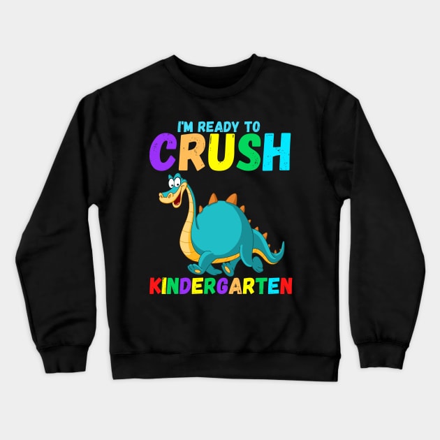 Kindergarten shirt boy I'm Ready To Crush Kindergarten T Rex Dino Holding Pencil T-Shirt Back to school shirt for boy Crewneck Sweatshirt by divawaddle